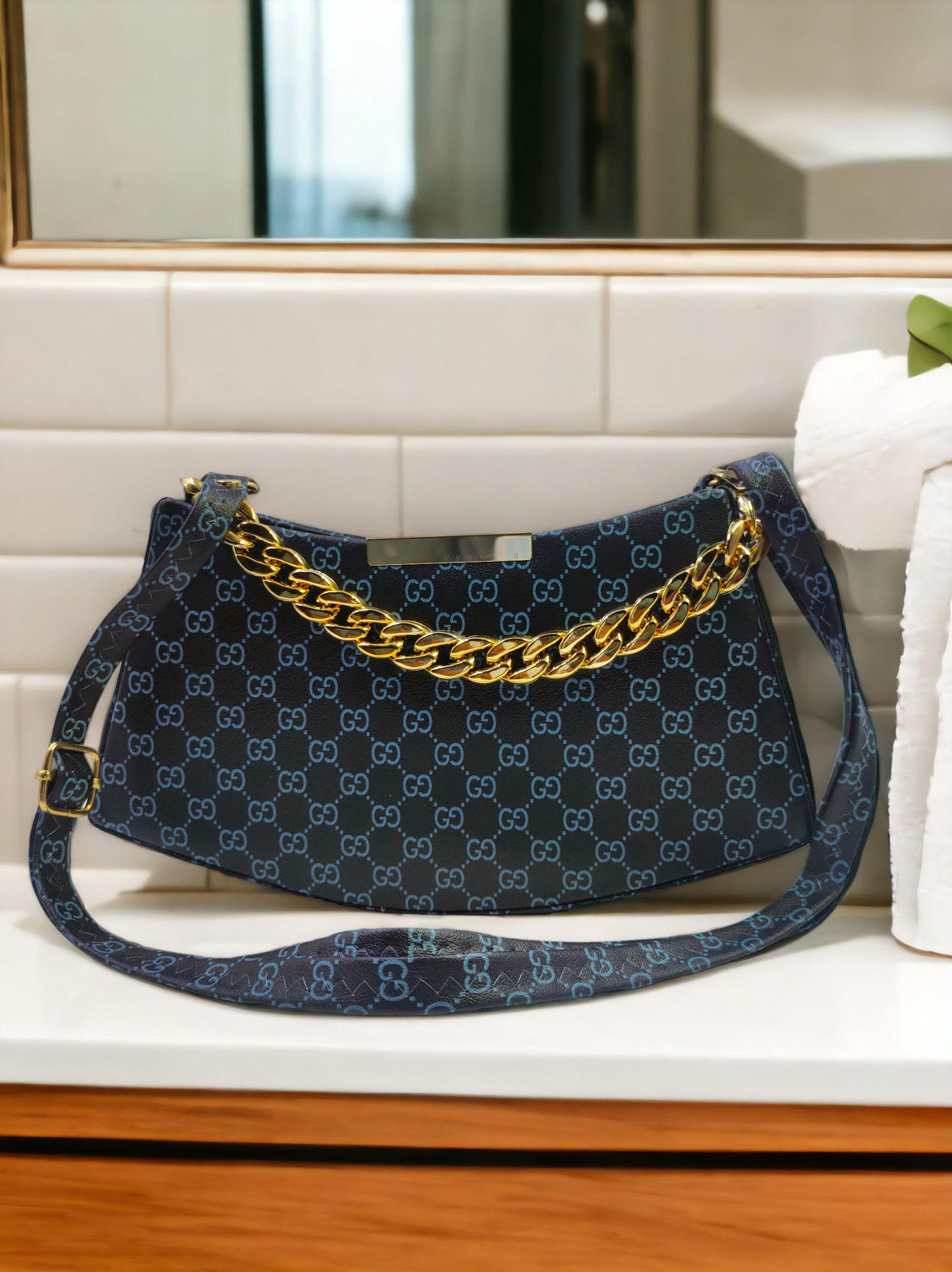FirstKart Midnight Gold Handbag