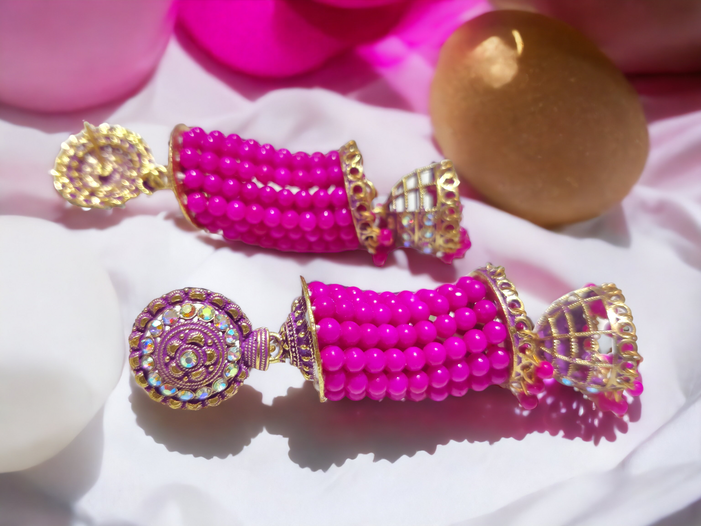 Pink Crystal Chandelier Earrings