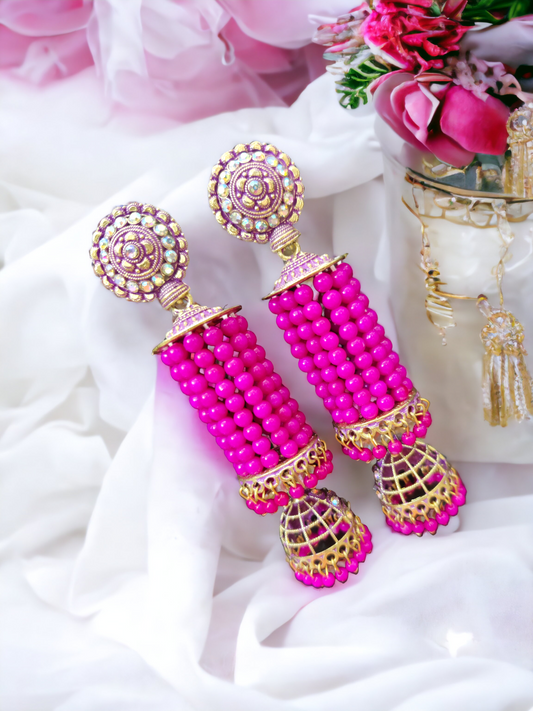 Pink Crystal Chandelier Earrings